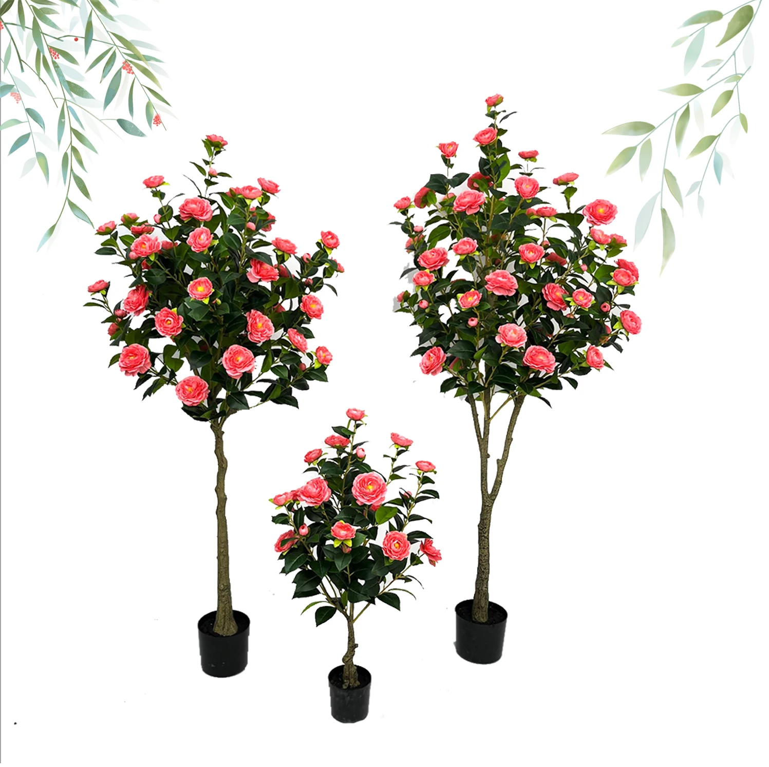 Customized High Density Camellia Tree Multiple Colors Fabric Camellia Tea Rose Flower Tree for Wedding Decor Flower Tree