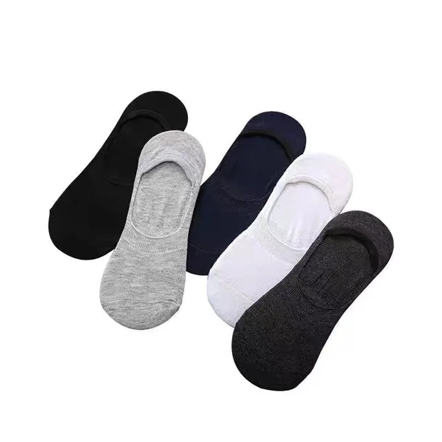 In stock good cheap soild color cotton men silicone anti slip customized no show Invisible socks