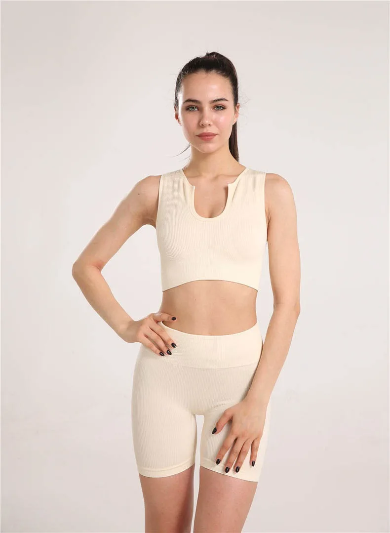 Factory Wholesale Seamless Women Ribbed Sleeveless Tank Top Fashion Women's Cropped Training Trim Sports Yoga Bra supplier