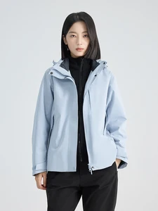 Custom Logo 3 in 1 Storm Jacket Men's & Women's Waterproof Breathable Zipper Closure Warm Outdoor Work Clothes Beige Color