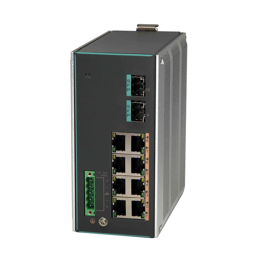 Industrial 10 Ports Gigabit Unmanaged 8-Ports 10/100/1000Mbps Ethernet DC 12V~57V Din Rail 1000M SFP Network Switch