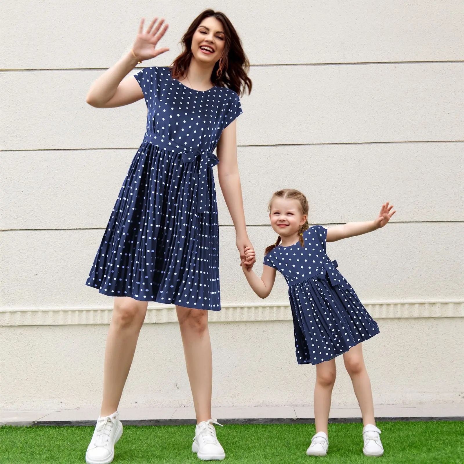 Mom and Daughter Matching Clothes Elegant Summer Polka Dots