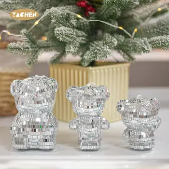 Yachen New Arrival Cute Party Holiday Graduation Birthday Valentine Christmas Gift Desktop Silver Decor Disco Mirror Bear