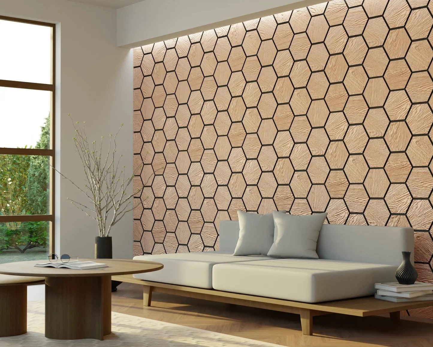 Hexagon Acoustic Wooden Wall Panels Soundproof Wood Slat Acoustic Wall ...