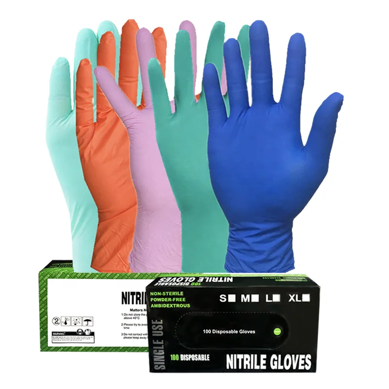 Powder Free Pure Nitrile Glove 4mil 6mil 8mil Black Bule White Pink ...