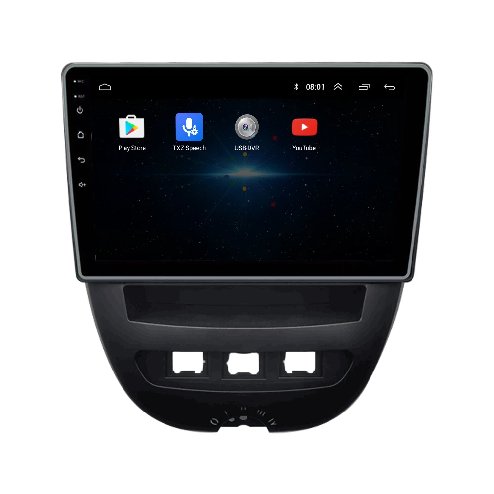 Android Autoradio voor Toyota Aygo/Peugeot 107 / Citroen C1 2005–2014, 10 Inch Touchscreen, Draadloos CarPlay & Android Auto, GPS Navigatie, WiFi, DSP, Ondersteunt AHD Camera/OBD/DAB