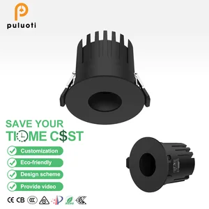 High Quality 12W 75mm COB LED Spot Down Light Fenestra Black Modern Design Aluminum Ceiling Recessed for Office Home Hotel