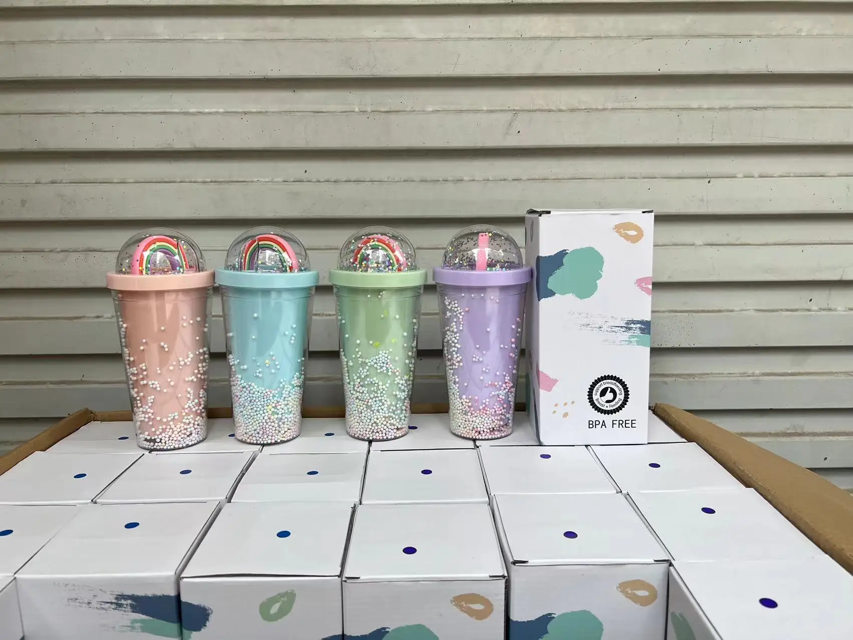 NXYX-Verre avec Couvercle et Paille Reutilisable Gobelet Bubble Tea 450 ml Gobelet Smoothie Lot