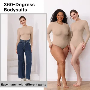 Under Lulu Custom Euro-American Women's Long-Sleeved Seamless Shapewear Solid Color One-Piece Butt-Lifting Plus Size Breathable