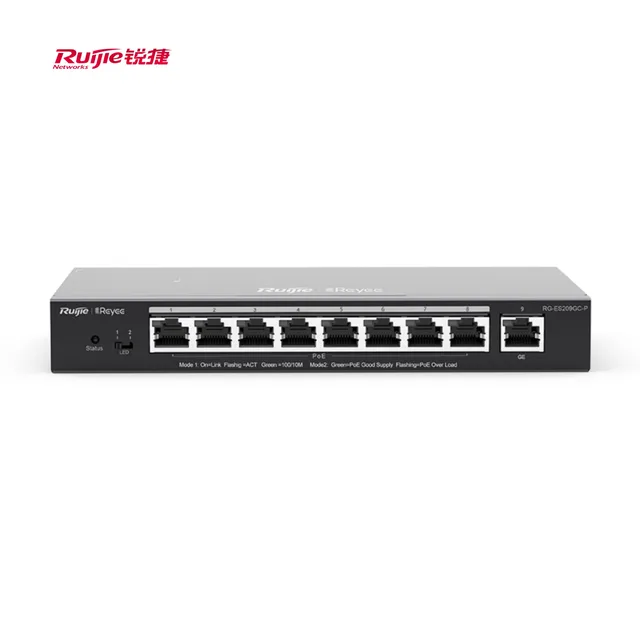 Ruijie RG-ES209GC-P, 9-Port Gigabit Smart Cloud Managed PoE Switch 9 Gigabit Ports, 8 PoE+, 120W