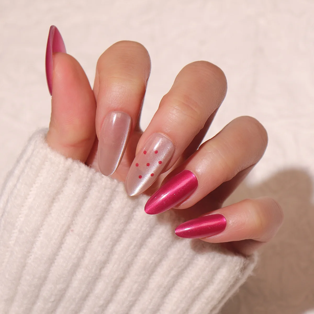 High Quality 30pcs Set ABS Almond Nail Art Patch Handmade Medium Size Press  Fake Nails Polka Dot Design Wholesale Droplet Shaped| Alibaba.com, image size:1200x1200