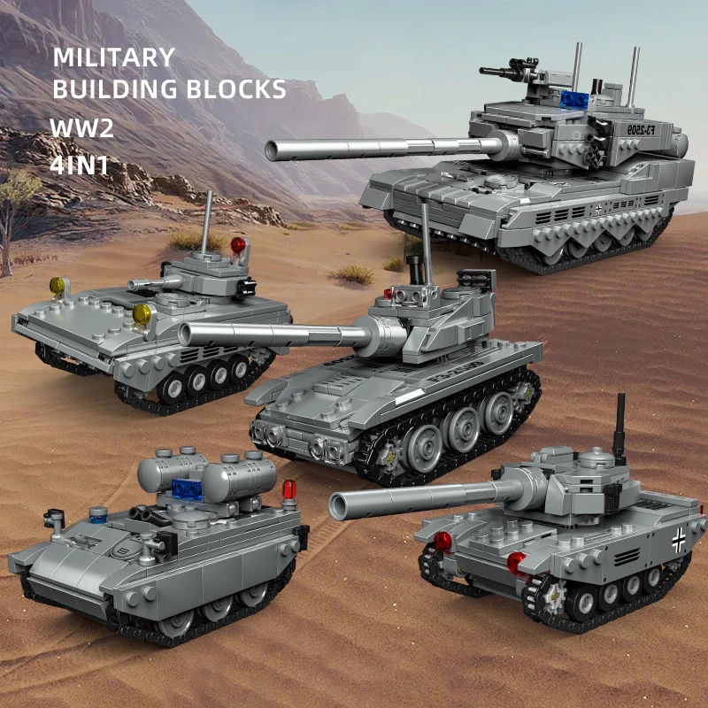 OEM/ODM ww2 kids diy army military base building blocks sets mini model tank building block toys