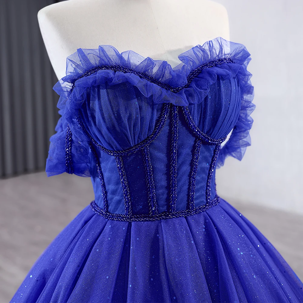 prom dresses blue strapless Royal Blue Lace Short Prom Dresses Vintage Homecoming Dress ARD1933 main image 0