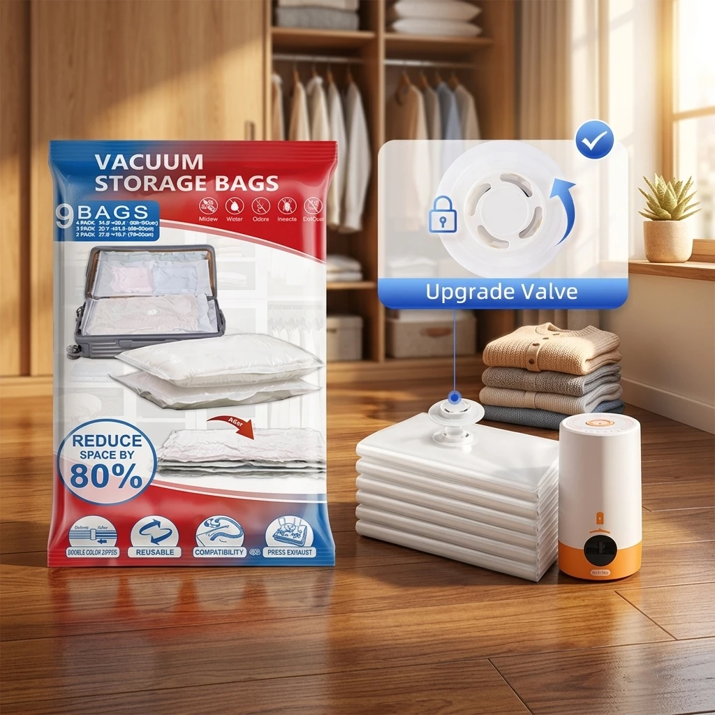 TAILI Flat Jumbo Extra Large Vacuum Plastic Zipper Sealer Compressed Storage Bags Comforter Space Saver Bags