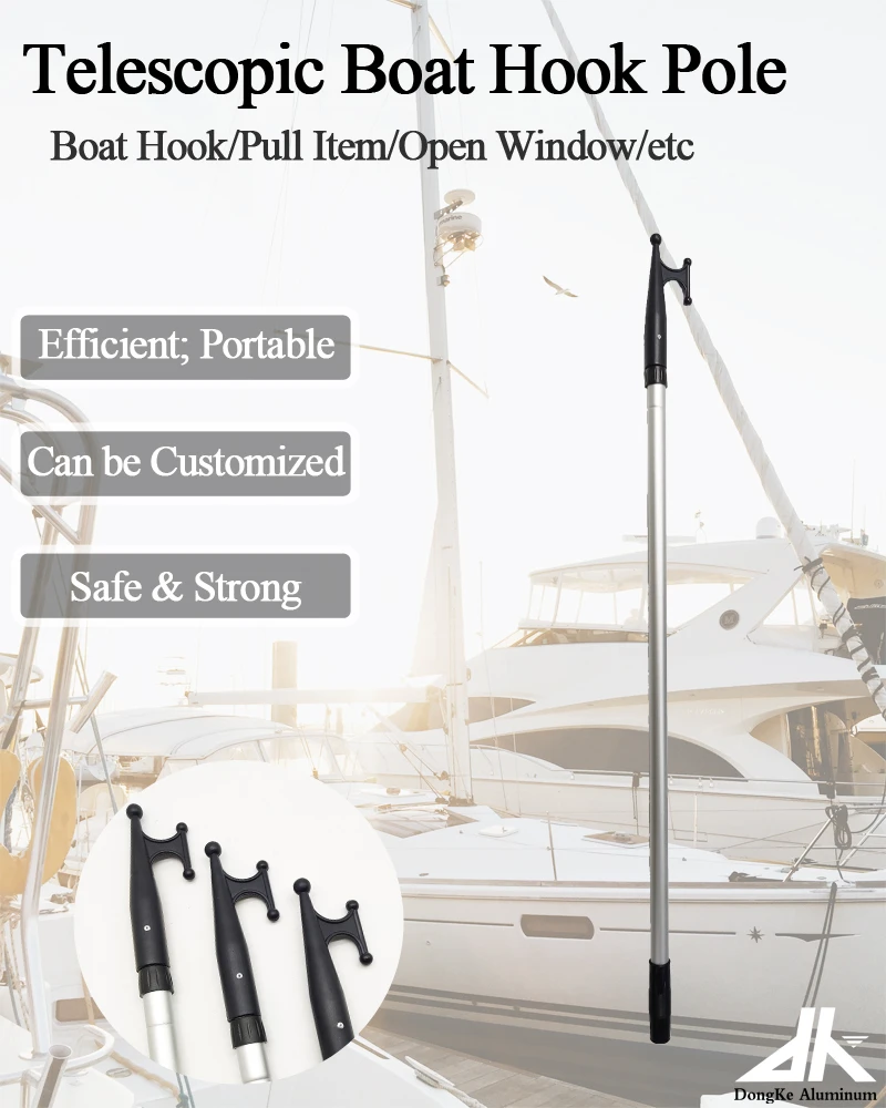 Aluminum Boat Hook Pole Wholesale Twist Lock Telescopic Tool for Docking  Floating Boat Push Bar Yacht