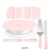 Ensemble de plateau tournant à gâteau 8 pièces [Rose nordique - Emballage en boîte de couleur]