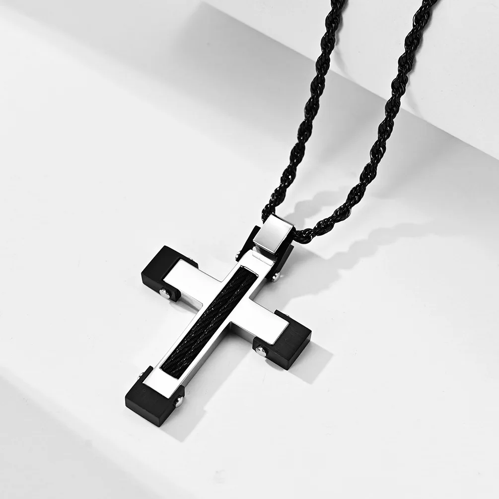 Christian Pendant Necklace Men Fashion Jewelry Crucifix Jesus Cross