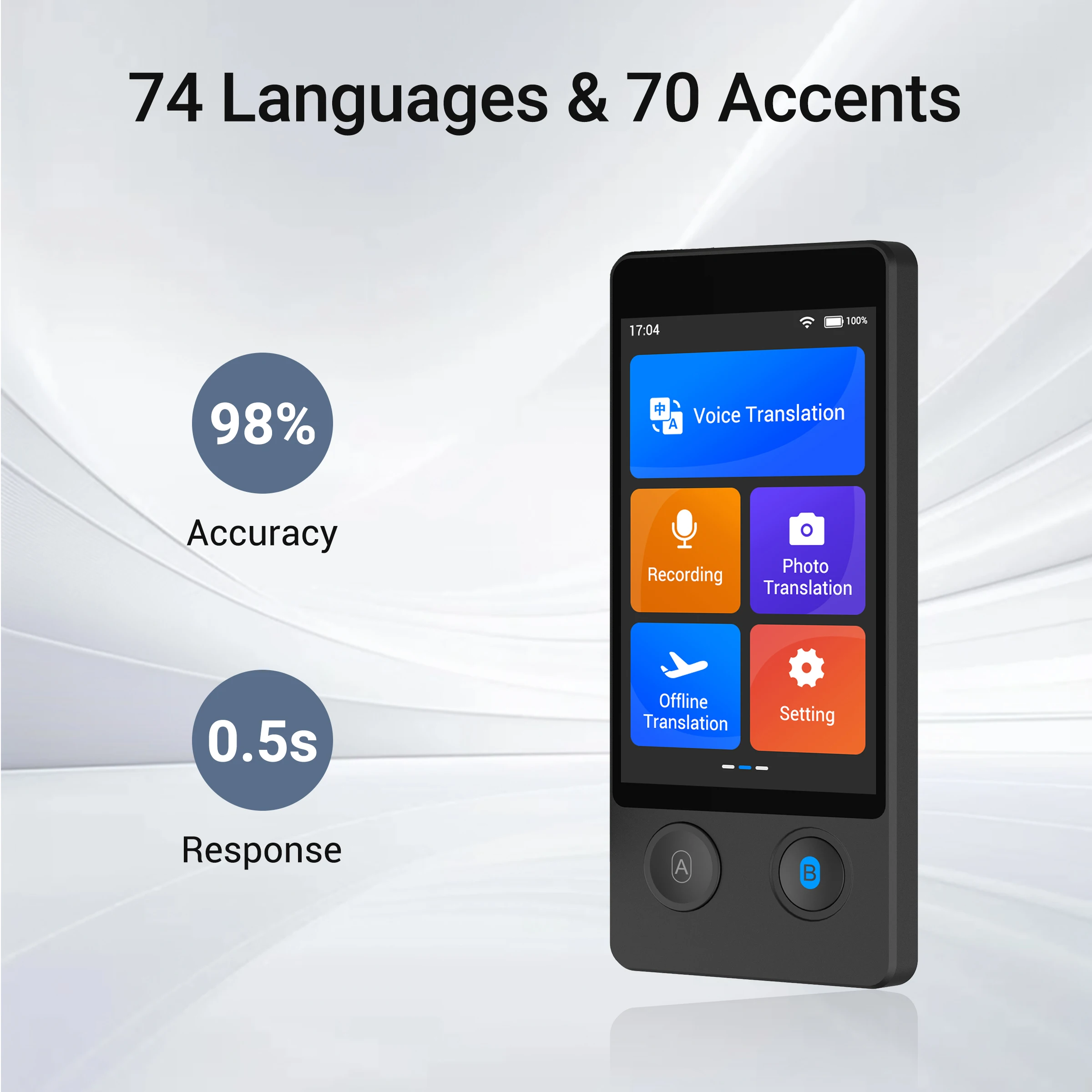 Wooask W12 AI Voice Translator - 144 Languages in Real Time