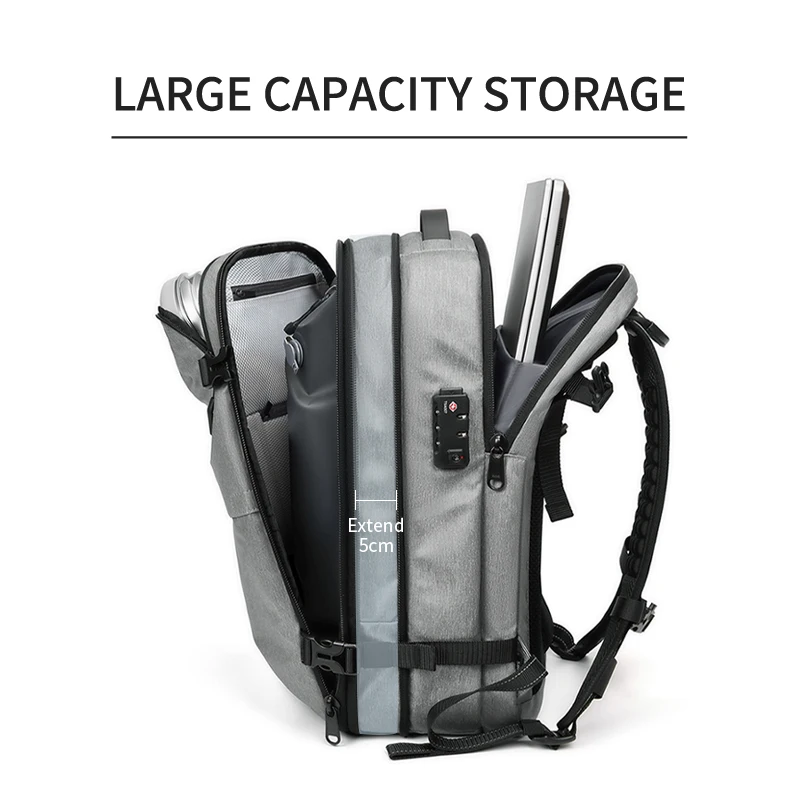 Vacuüm Rugzak - Uitbreidbare 60L Waterdichte Reisrugzak Met Laptopcompartiment Trivora