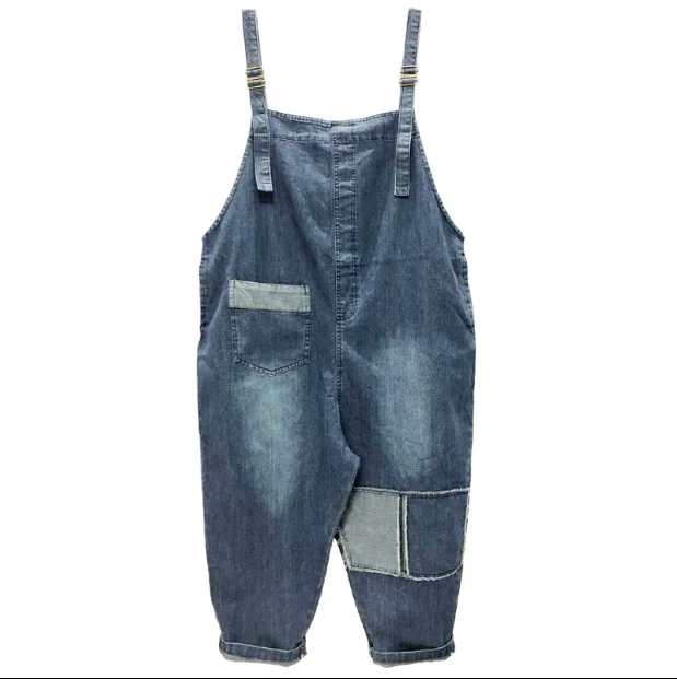 Frühjahrs-Neuheit im Vintage-Look: lässige Cargo-Jeans aus gewaschenem Denim mit Hosenträgern, locker sitzende Taschenhose für Frauen, Damen-Overalls