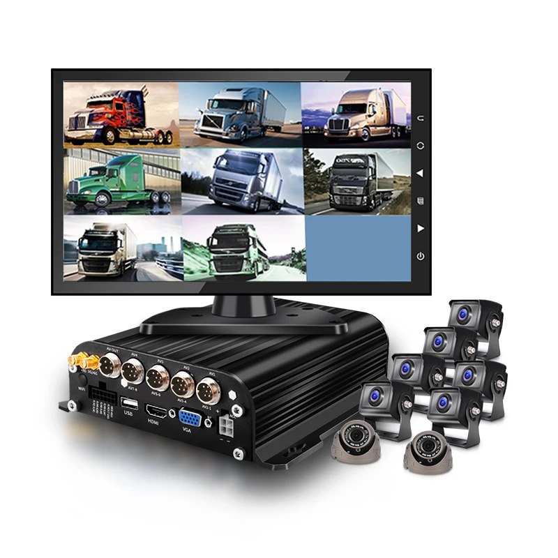 Vehicle Surveillance Remote Control BUS Truck CCTV DVR 8CH 2T 4G GPS MDVR 10 INCH Screen Night Vision Camera Mobile DVR System