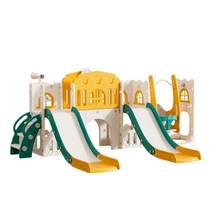 Children Slide Indoor Playground Baby Slide Swing Toys Slide with Basketball Hoop Cheap Colorful Plastic for Kids Kindergarten