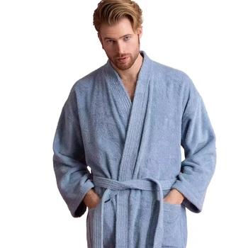 Accappatoio Uomo In Spugna Di Cotone 100% - Con Cappuccio, Tasche E Cintura, Taglia S, Made In Turchia