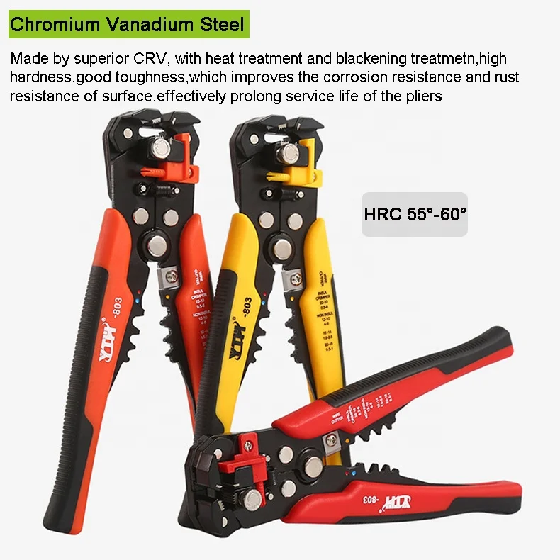 TOOLUTION 3-in-1 Self-Adjusting Wire Stripper – Strips, Crimps & Cuts 10-24 AWG Wires