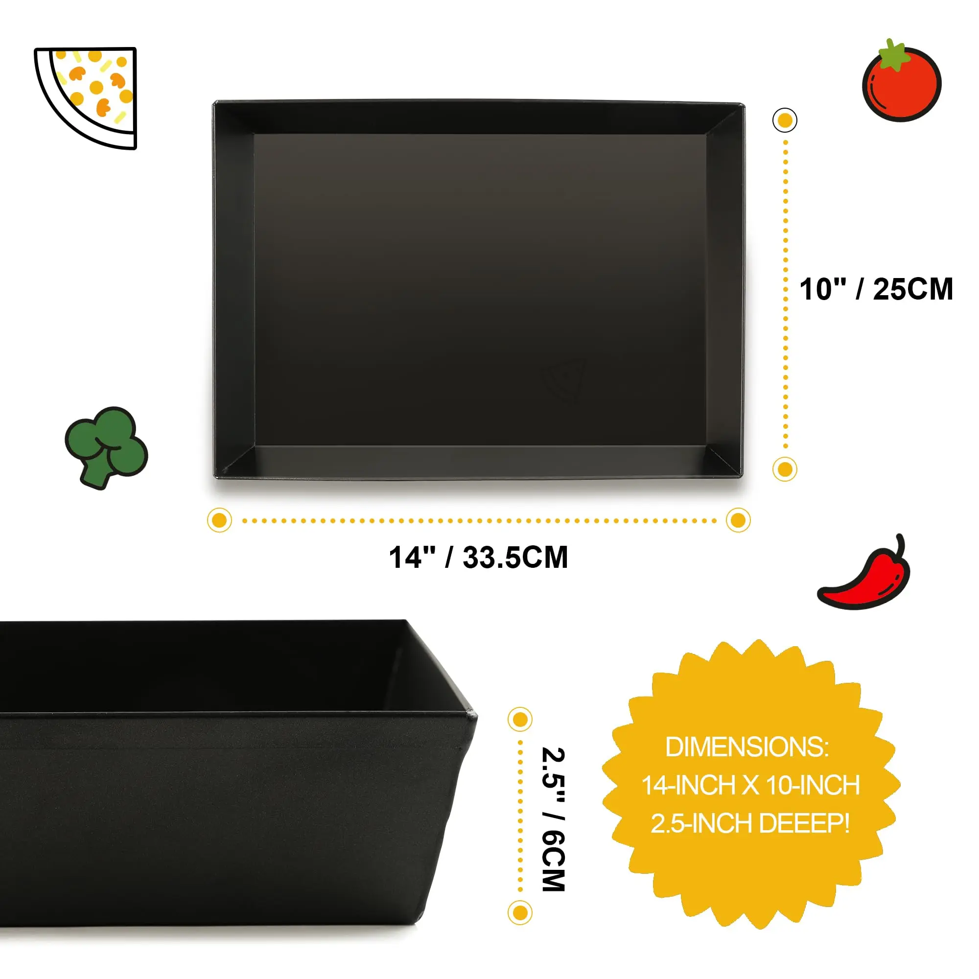 Black Hard Rectangular Deep Dish Pre Seasoned Bakeware Kitchenware Detroit Style Carbon Steel Non Stick Pizza Pan