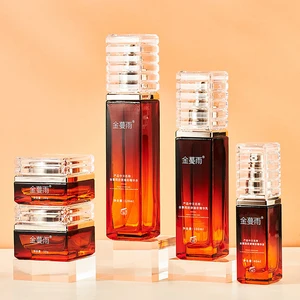 30g 50g 40ml 100ml 120ml Red square Bottle With Acrylic Lid New Design Pump Bottle With Cream Jar