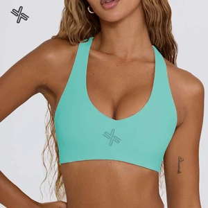 Women Nylon Athletic Crop Top Workout Sports Bra Fitness Yoga Wear Compression Sports Bra Girl