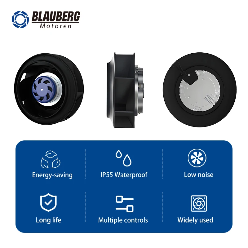 Blauberg Customizable AC Radial Backward Curved Squirrel Cage Fans Hydraulic Reversing Centrifugal Separator Plastic Impeller