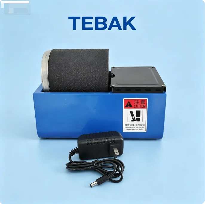 TEBAK Mini Jewelry Polishing Tumbler Machine, Automatic Rock Tumbler Equipped with Soft Silicone Roller for Gem Metal Polishing
