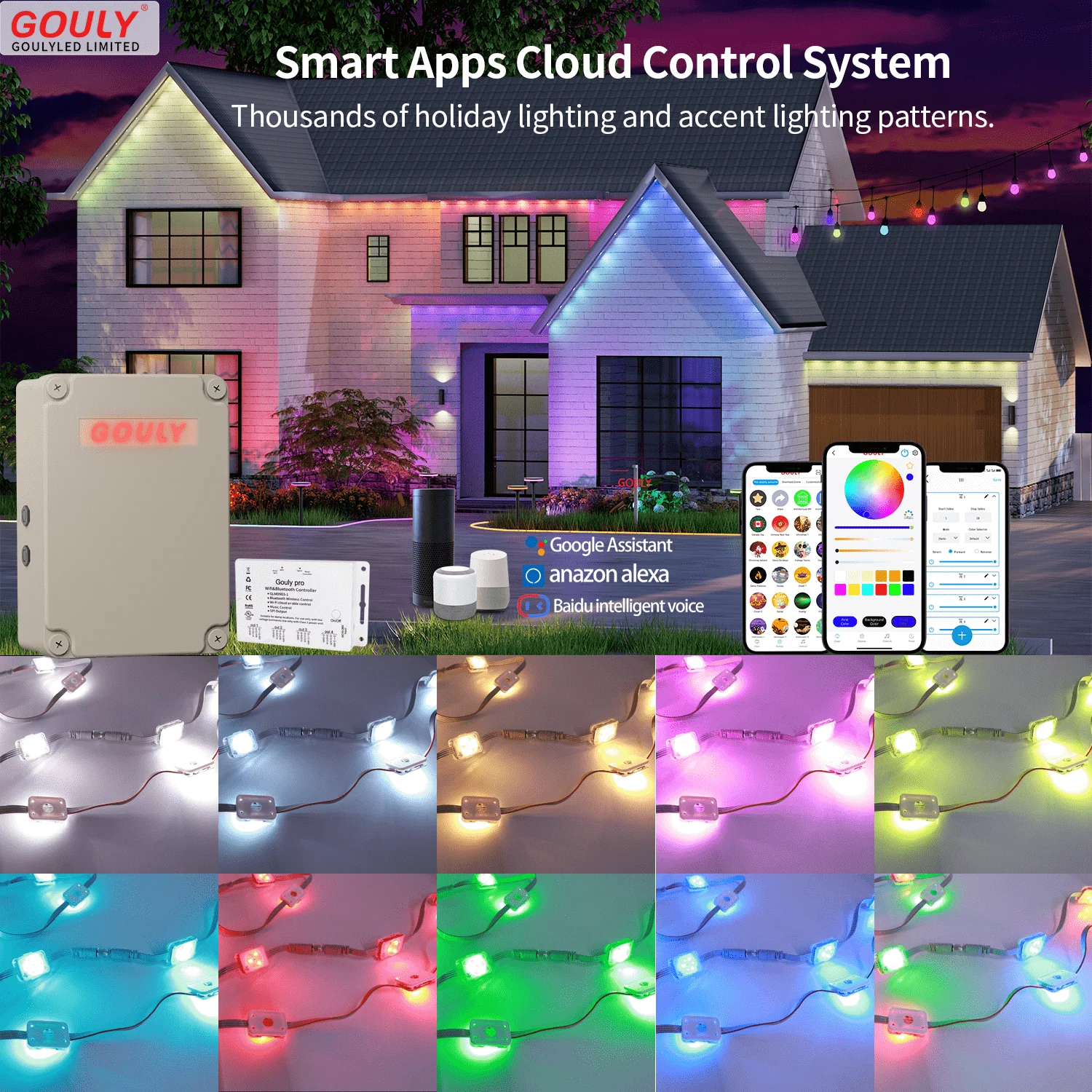 Quntis 30M 300LED Luci Natale Esterno e Interno DIY Controllo APP/ Telecomando, Luci Albero di Natale Smart RGB Colorate 200+ Modalità di Scena Dinamica, Catena Luminosa Natalizia Halloween Feste