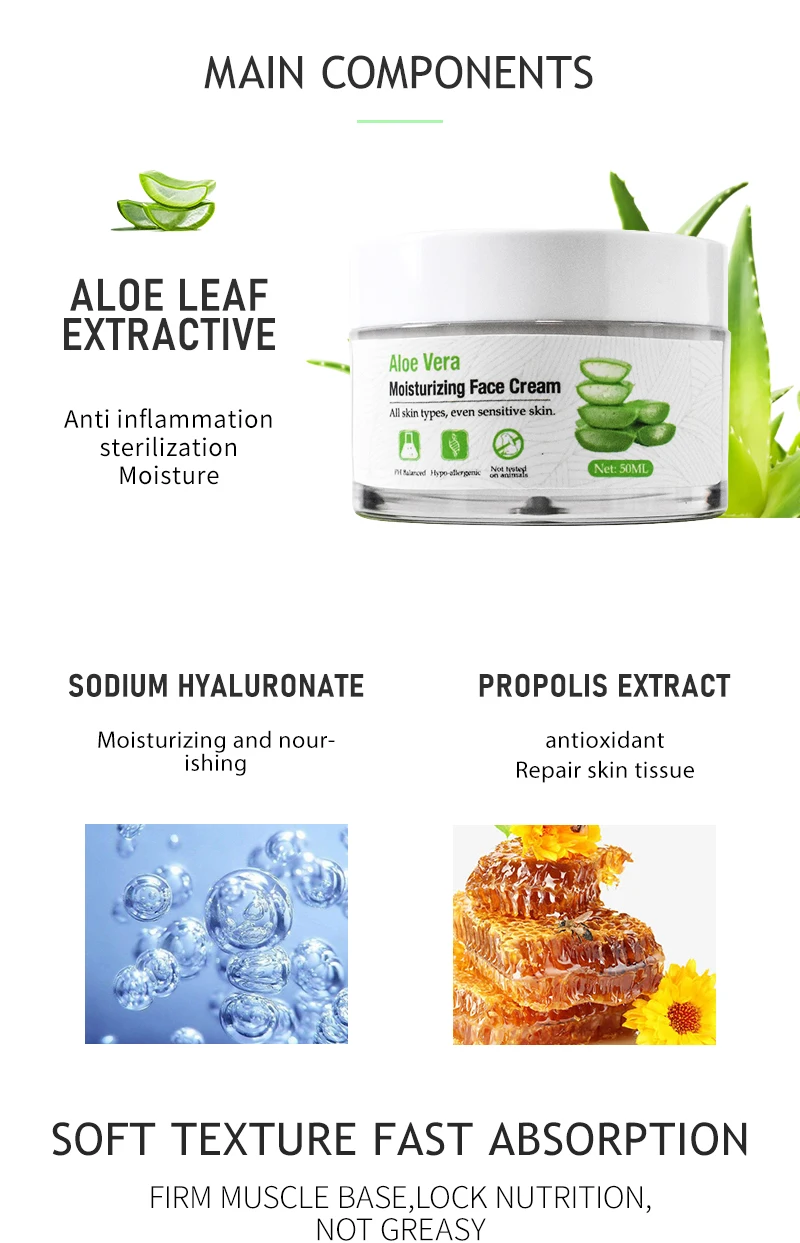 Hydrating Moisturizing Nourishing Face Cream Acne Treatment Aloe Vera