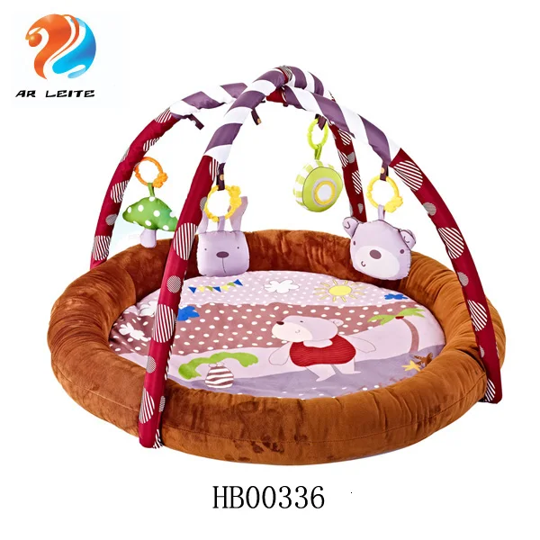 New Design Soft Plush Infant Activity Gym Baby Floor Crawling Blanket Baby Paly Gym Mat with Hanging Toys