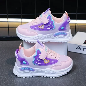 2026 New Kidsren's Sports Shoes Girls' Leather Casual Running Shoes Lightweight Breathable Student Girls' Middle Large Shoes