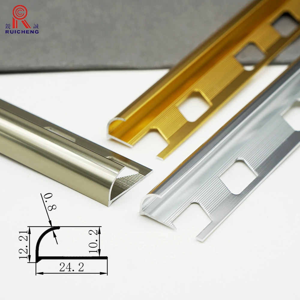 Modern Aluminum Tile Trim Edge Protector for Bathroom & Kitchen Metal Tile Molding for Floor and Wall for Apartments