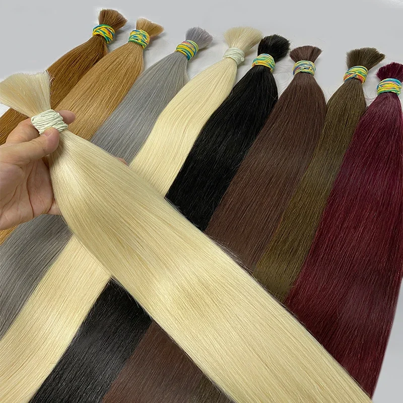 100% Real Virgin Straight Human Hair Bulk Extension 1b 613 Honey Blonde Weaving για πλέξη μη επεξεργασμένων βραζιλιάνικων μαλλιών_voghion.com
