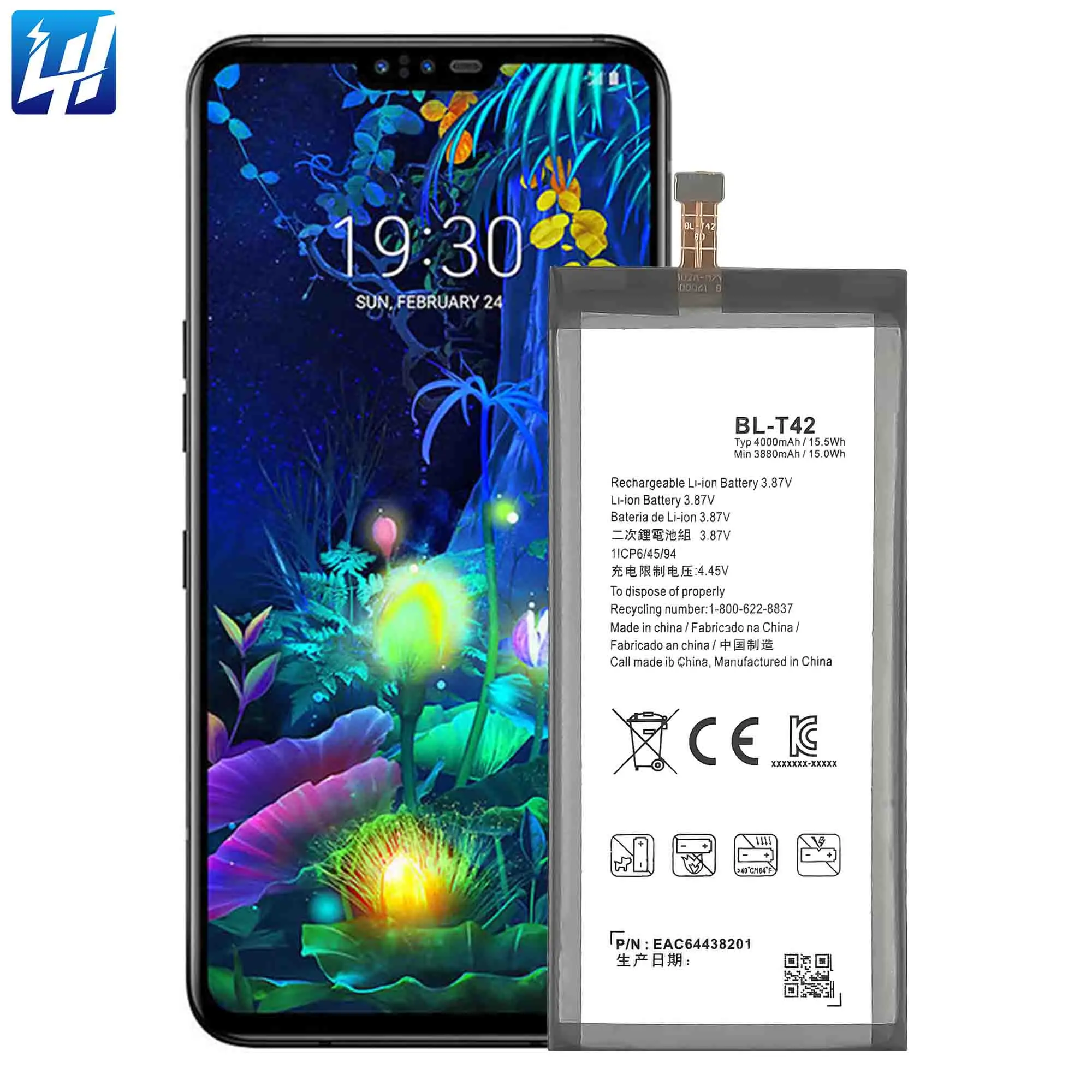 LG V50 V50ThinQ LGV50 G8X 4000mAh 3.87V用携帯電話充電式リチウム 