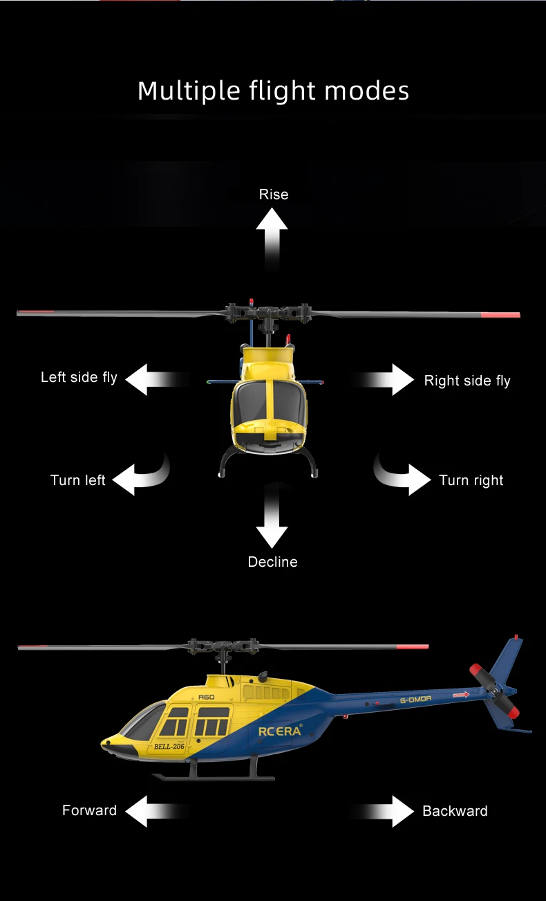 HOSHI ERA A60 RC Plane Helicopter 2.4G 6-Axis Gyroscope 6CH Optical Flow Altitude Hold USB MINI BELL 206 Remote Aircraft