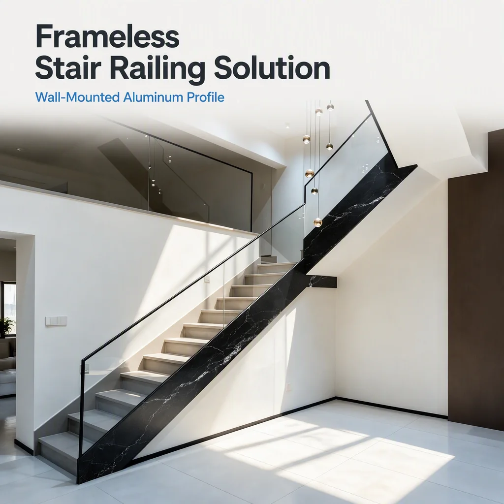 Sintered Stone Texture Aluminum Channel Seamless Side Mounted Aluminum Channel for Balcony Stair Handrail Railing