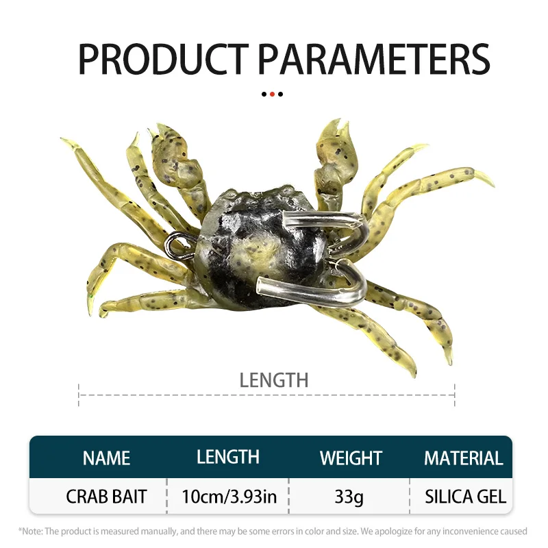 3D Simulation Rubber Crab Soft Lures with Double Hook Sea Fishing Bait Trap  Sinking Swimming Bait Fishing Tackle Accessories