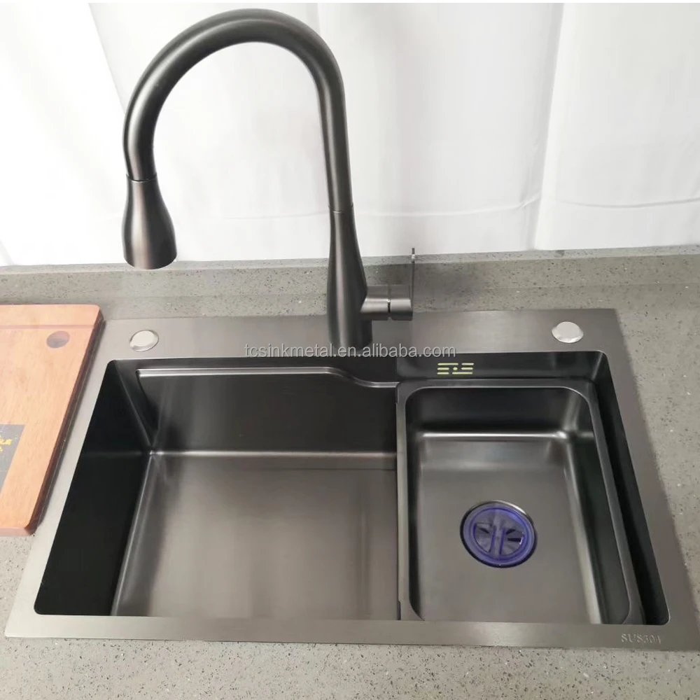 680x450x220mm Sri Lanka Single Bowl Kitchen Sink With Waterfall Faucet
