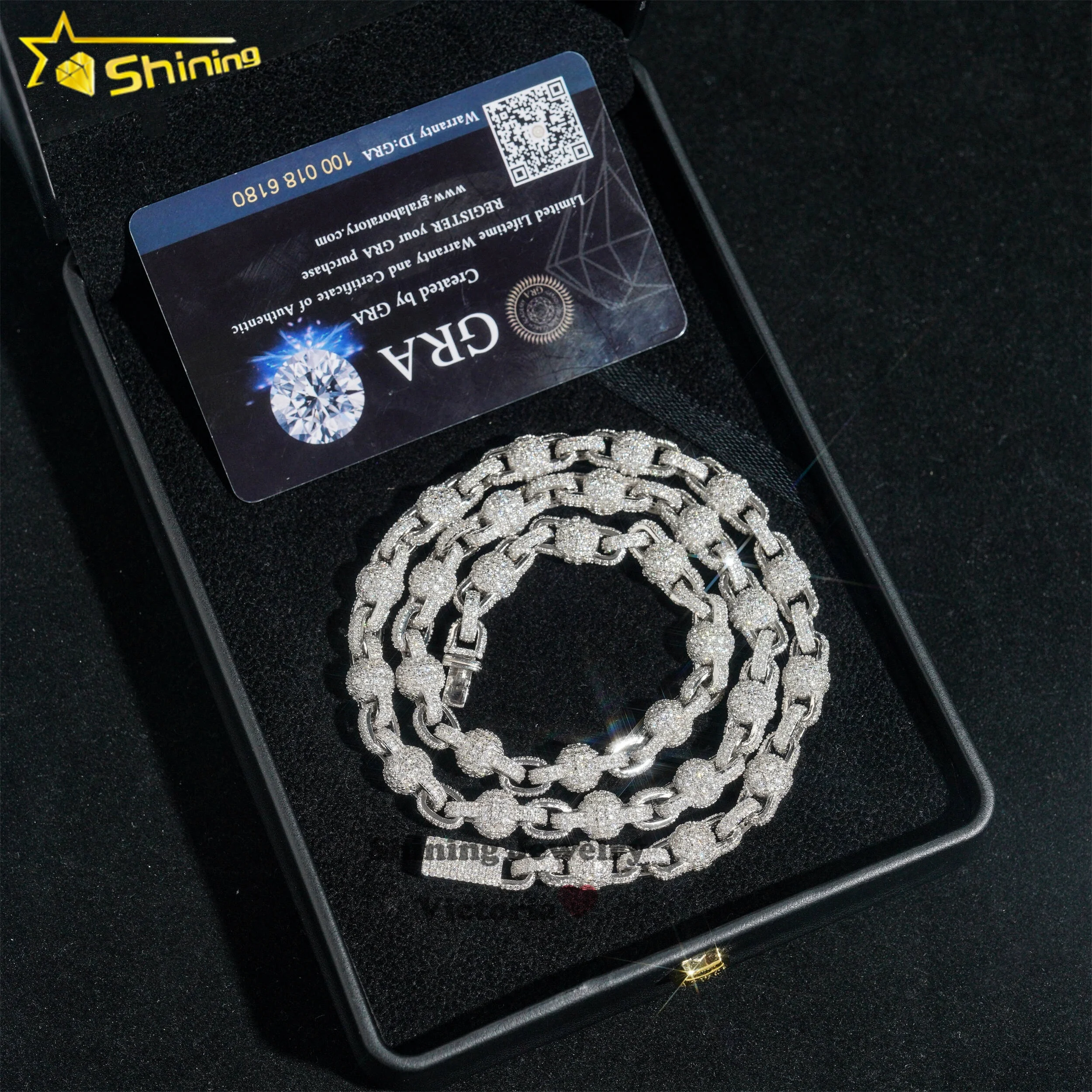 アクセサリー VVs 新デザイン Vvs モアッサナイト ロザリーボールチェーン ネックレス 8mm
