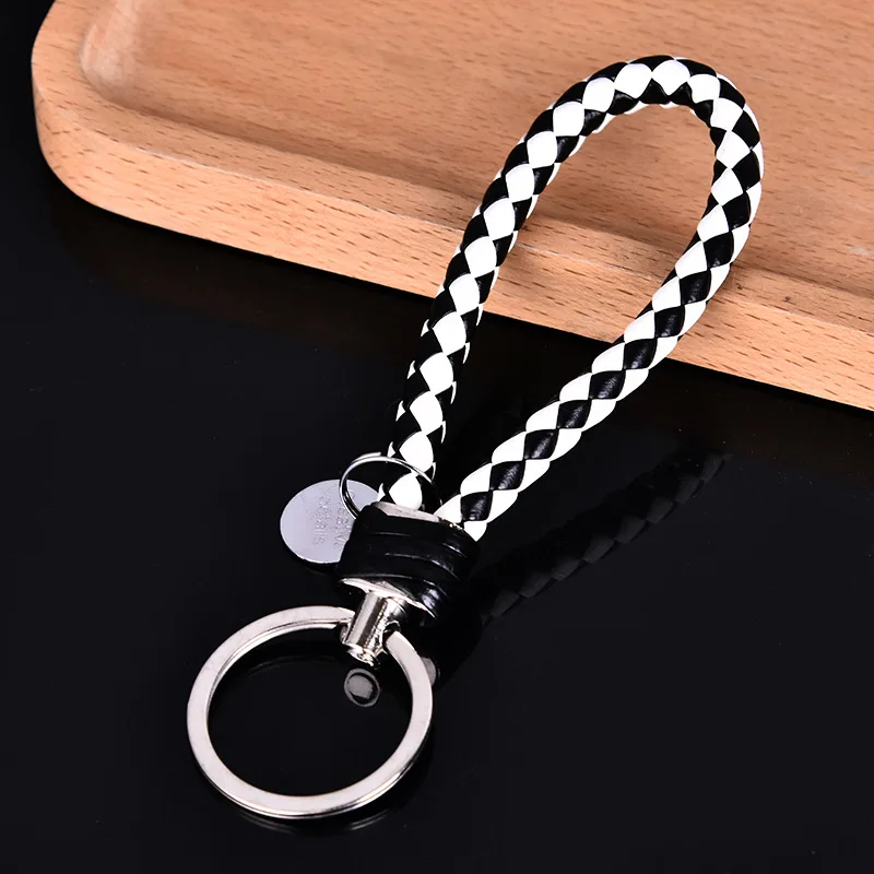 Braided PU Leather Keychain Rope Bag Pendant Key Chain Holder Car Men Women Gift 