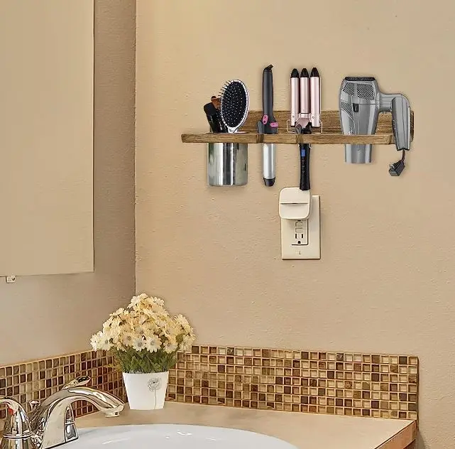Support Lisseur Etagere Salle De Bain Support Mural Pour Sèche Cheveux Et Fer U00e0 Lisser, Avec Support Support Seche Cheveux Support Fer A Lisser