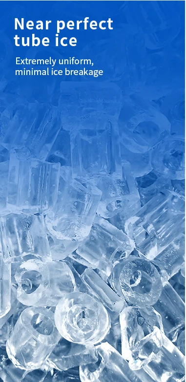 1Ton Tube Ice Machine with 500kg Ice Storage 4.6KW Industrial R404a/R22 Ice Tube Maker