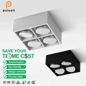 PULUOTI Surface Mounted LED Spotlight+Replaceable GX53 LED Bulb 20W 28W 36W Ceiling Spot Lights AC110 220V 3000K/4000K/6000K