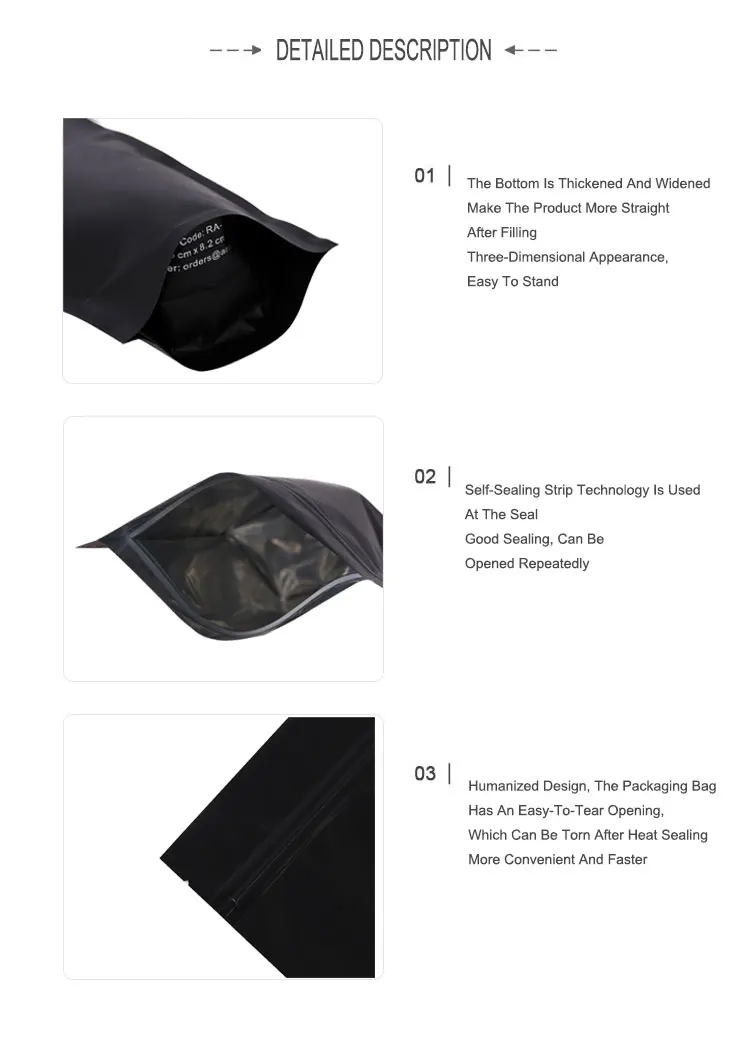 Matte Food Packaging Stand up Pouches Moisture-Resistant and Plastic-Free Food Grade for Secure Storage details